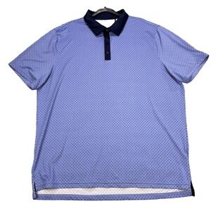 Graham Luxe Performance Golf Shirt Men 2XL Purple Polka Dot Black‎ Trim Polo SS